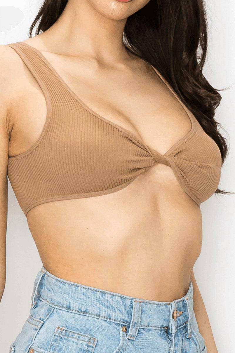 Front Twist V Neck Crop Top