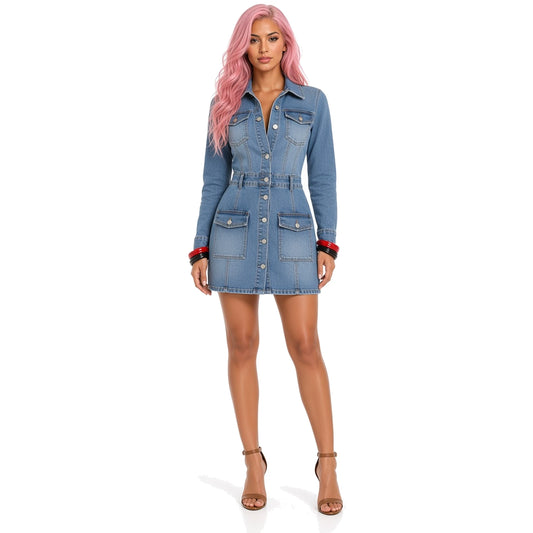 Mini Denim Dress — front