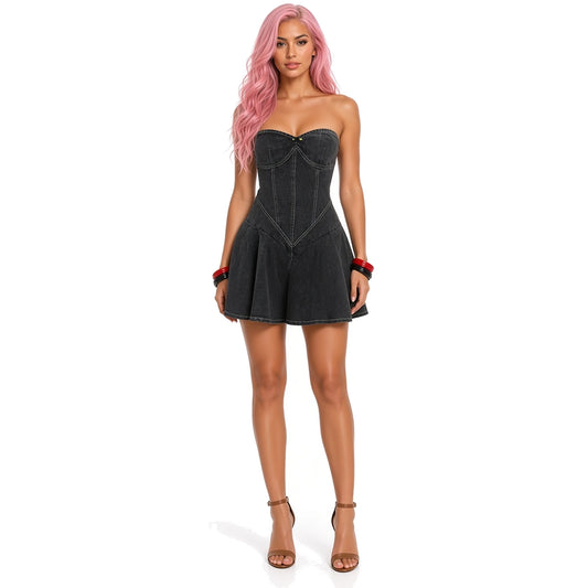 Strapless Denim Dress — front