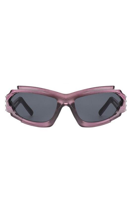 Futuristic Rectangle Wrap Around Sunglasses