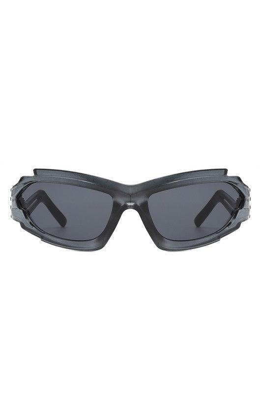 Futuristic Rectangle Wrap Around Sunglasses