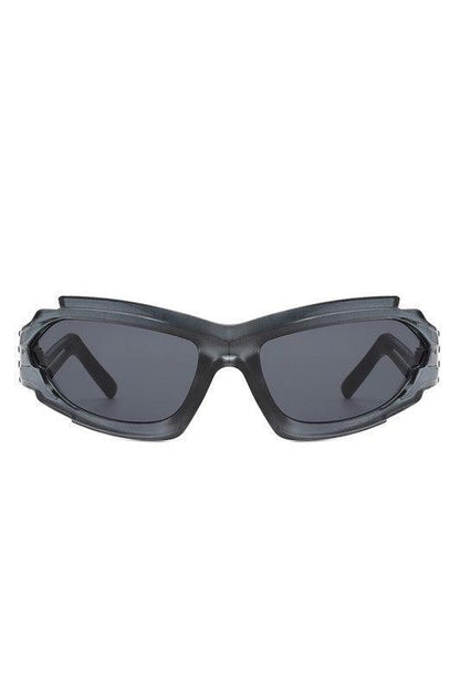 Futuristic Rectangle Wrap Around Sunglasses