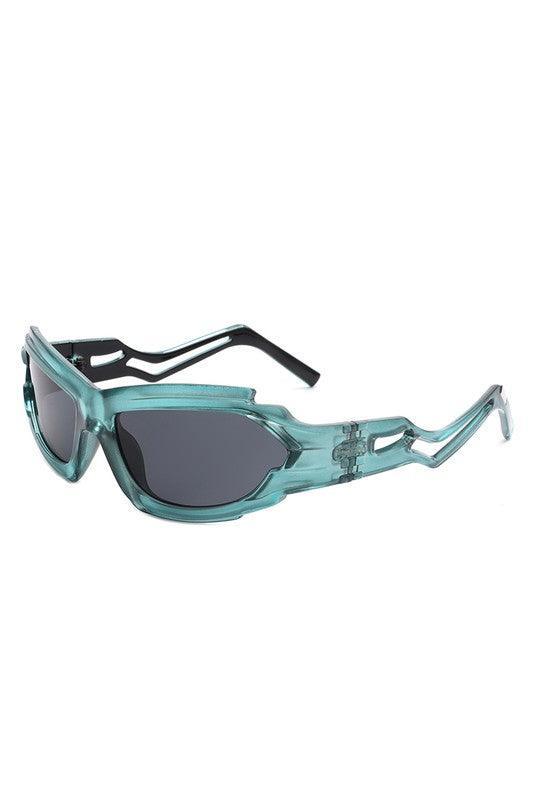 Futuristic Rectangle Wrap Around Sunglasses