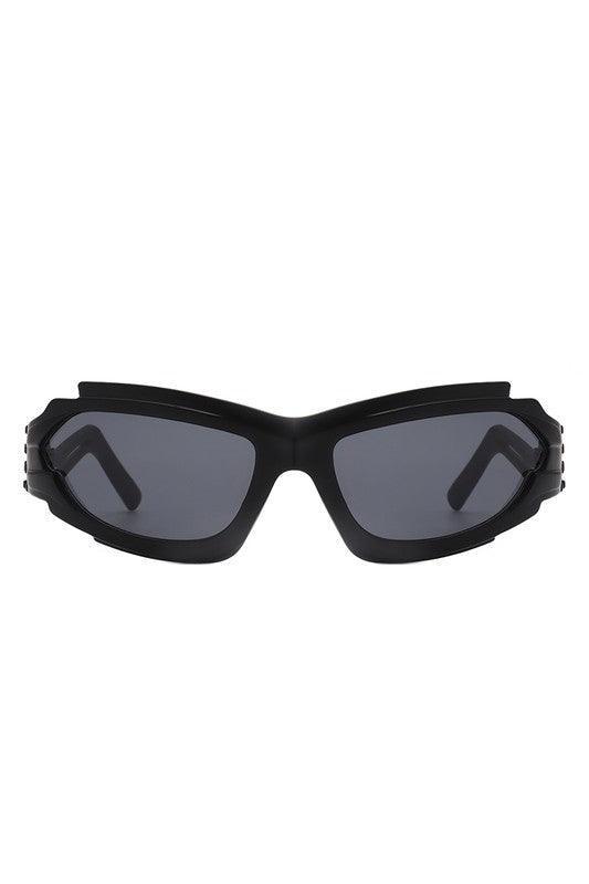 Futuristic Rectangle Wrap Around Sunglasses