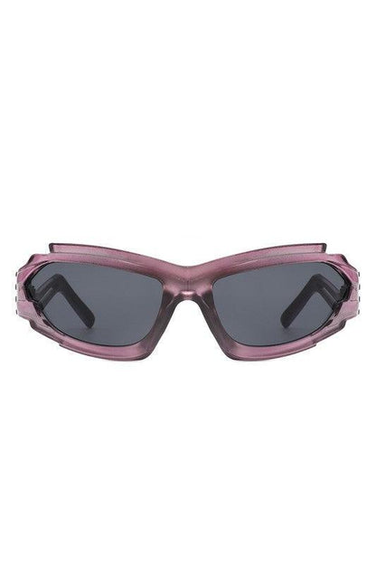 Futuristic Rectangle Wrap Around Sunglasses