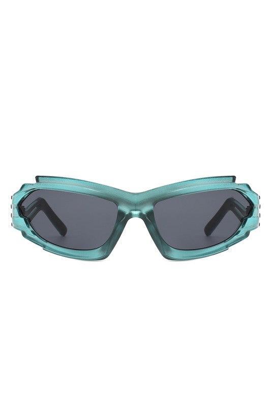 Futuristic Rectangle Wrap Around Sunglasses