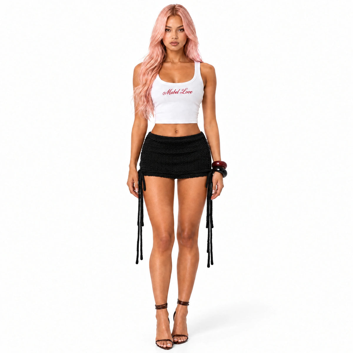 Fuzzy Knit Mini Skirt — black front