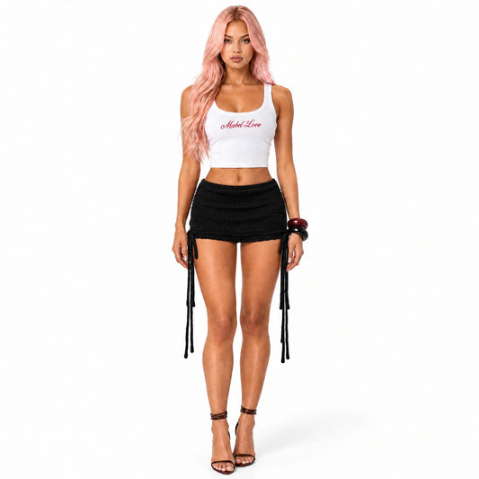 Fuzzy Knit Mini Skirt — black front