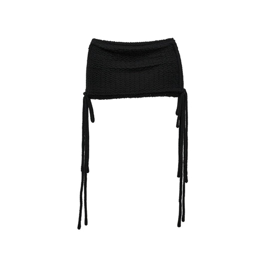 Fuzzy Knit Mini Skirt — black front