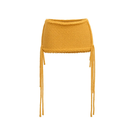 Fuzzy Knit Mini Skirt — yellow front