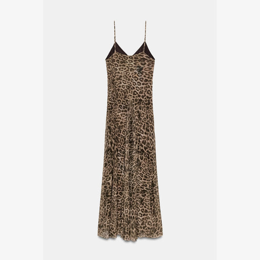Leopard Print V-Neck Maxi Dress — ghost back