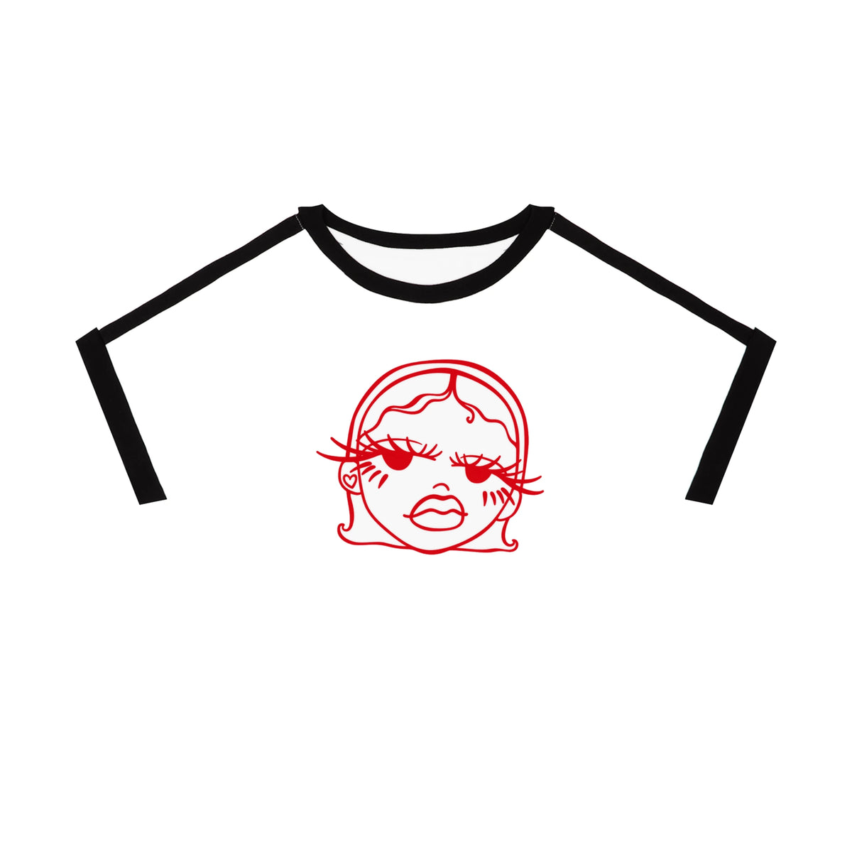 Girly Baseball Crop Tee — ghost front