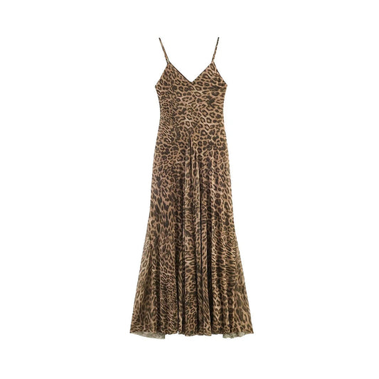 Leopard Print V-Neck Maxi Dress — ghost front