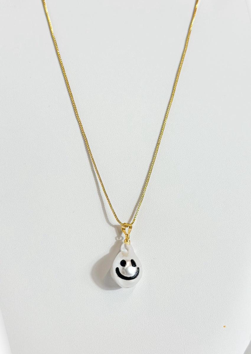 Ghost Happy Face Charm Necklace