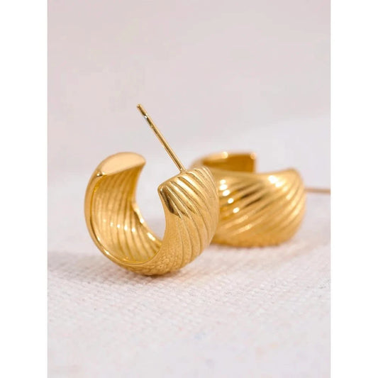 Gold Gilded Grooves Hoop Earrings