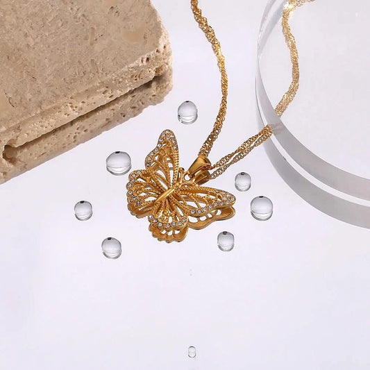 Close - up image of Gold Butterfly Necklace 2