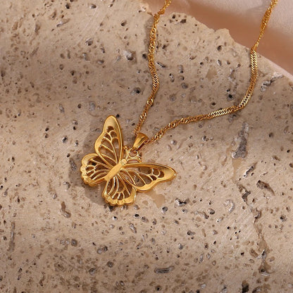 Close - up image of Gold Butterfly Necklace