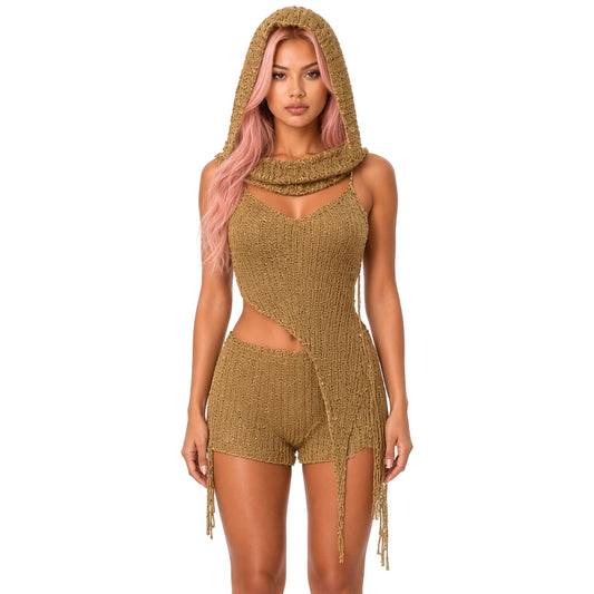 Crochet Short Set - Festival Ready — Gold close-up