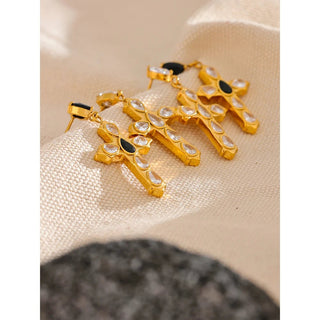 Gold cross earrings