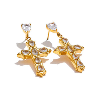 Gold cross earrings