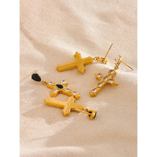 Gold cross earrings