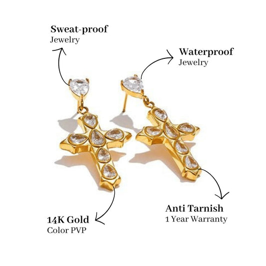 Gold Cross Earrings