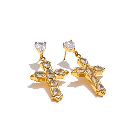 Gold cross earrings