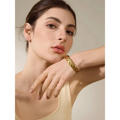 Gold Crumpled Cuff Bangle