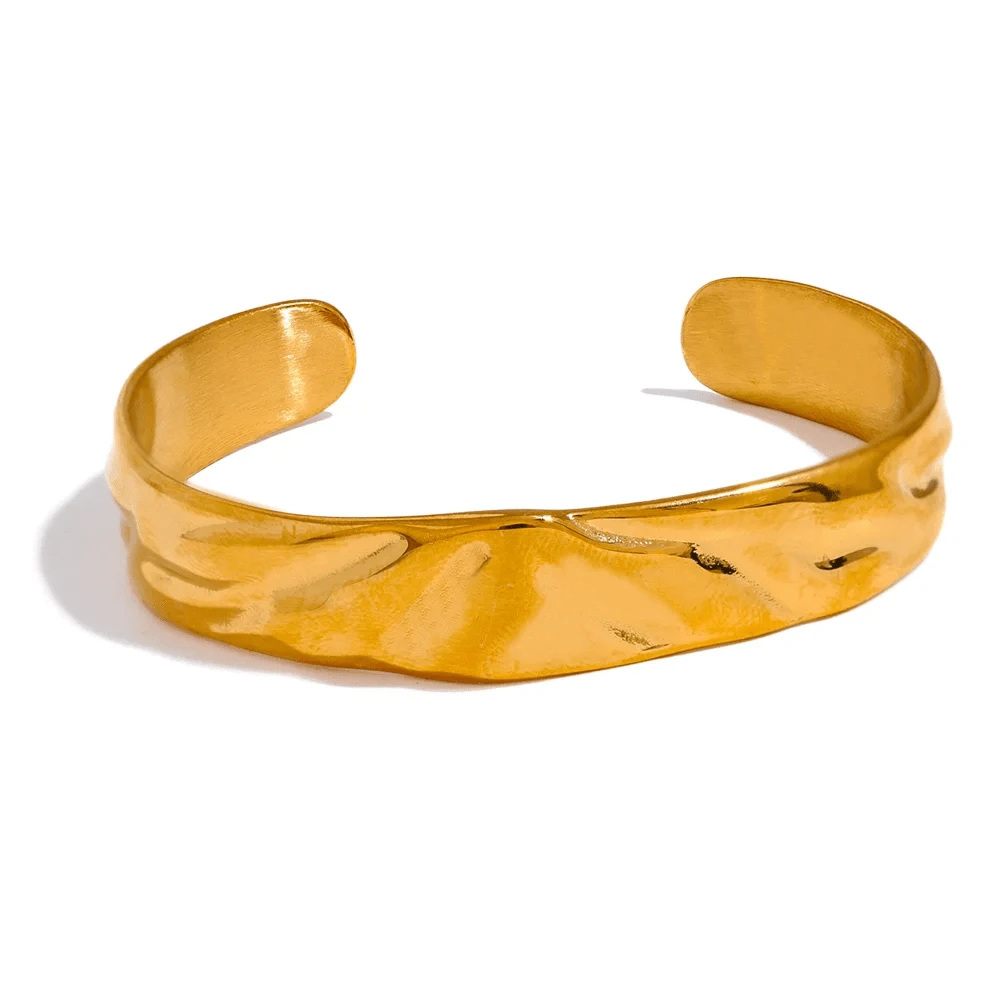 Gold Crumpled Cuff Bangle