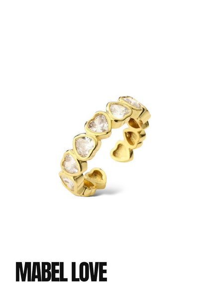 Gold Diamond Hearts Ring