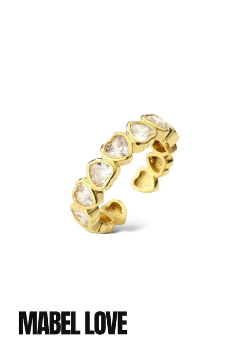 Gold Diamond Hearts Ring