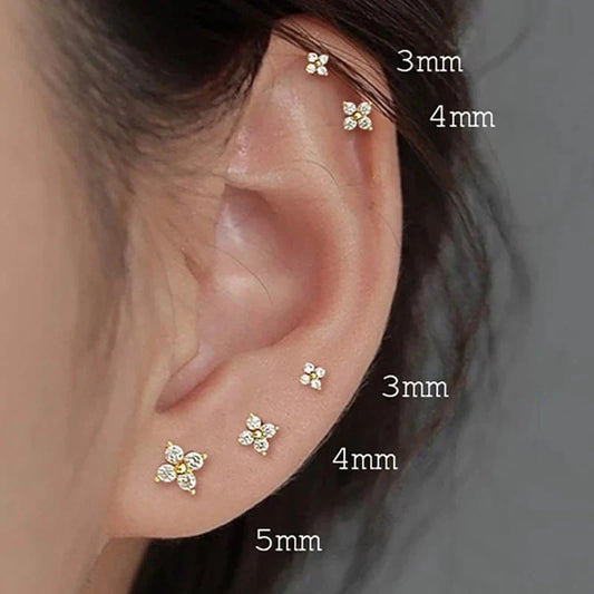 Gold Flower Stud Earrings