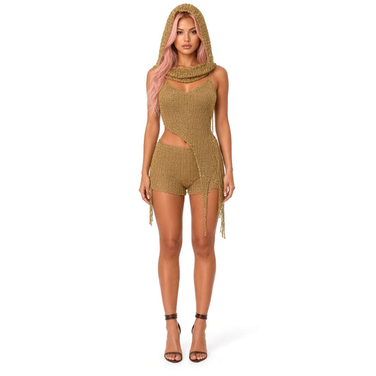 Crochet Short Set - Festival Ready — Gold front