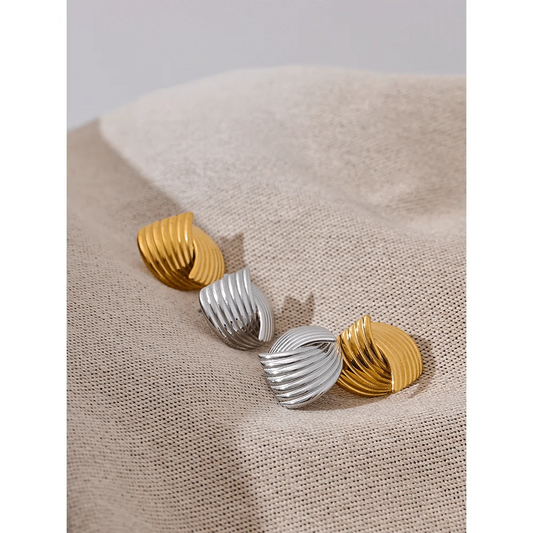 Gold Geometric Stud Earrings - Elegant Allergy - Free Jewelry