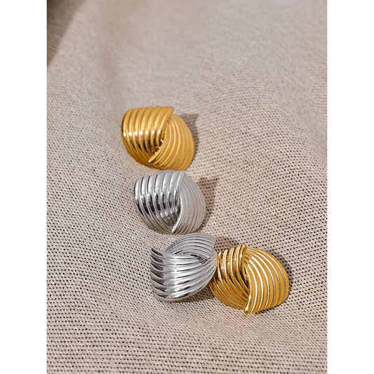 Gold Geometric Stud Earrings - Elegant Allergy - Free Jewelry