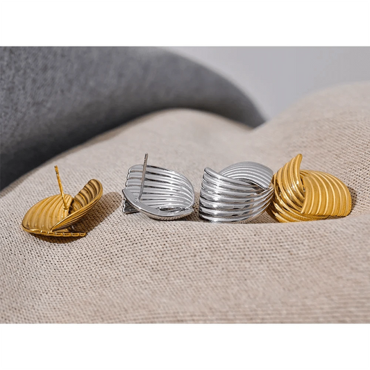 Gold Geometric Stud Earrings - Elegant Allergy - Free Jewelry