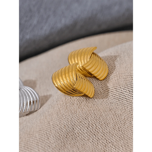Gold Geometric Stud Earrings - Elegant Allergy - Free Jewelry