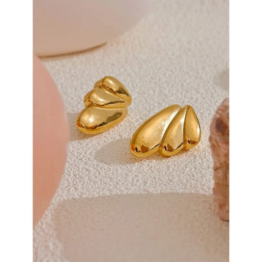 Gold Geometric Wing Stud Earrings - Stylish Chic Jewelry