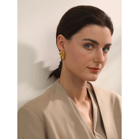 Gold Geometric Wing Stud Earrings - Stylish Chic Jewelry