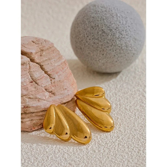 Gold Geometric Wing Stud Earrings - Stylish Chic Jewelry