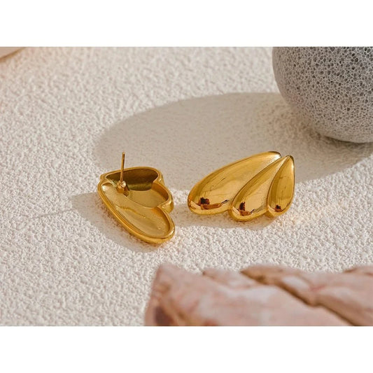 Gold Geometric Wing Stud Earrings - Stylish Chic Jewelry
