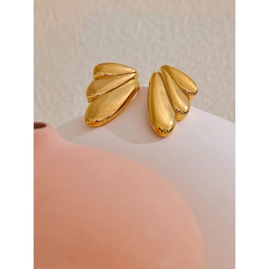 Gold Geometric Wing Stud Earrings - Stylish Chic Jewelry