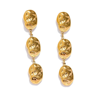 Gold Hammered Drop Dangle Earrings