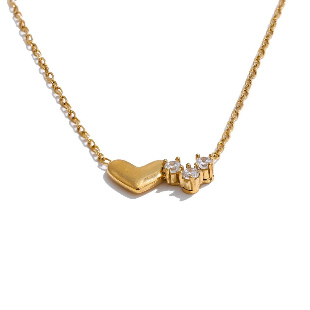 Gold Heart Cubic Zirconia Necklace