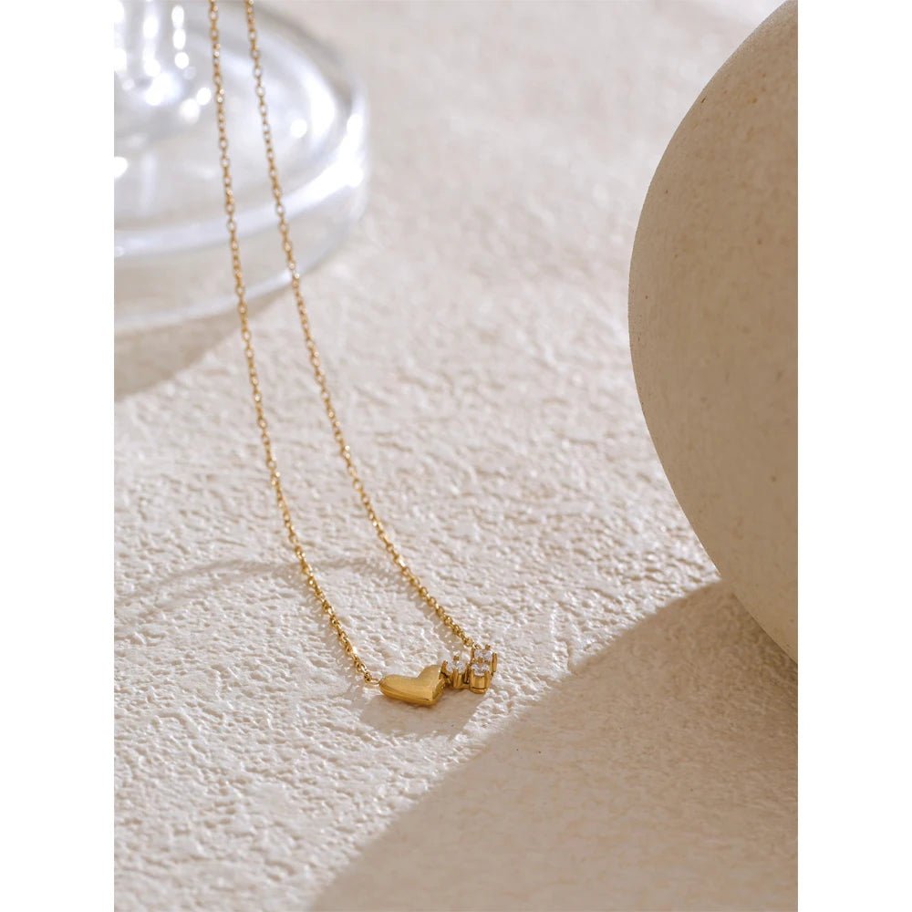 Gold Heart Cubic Zirconia Necklace