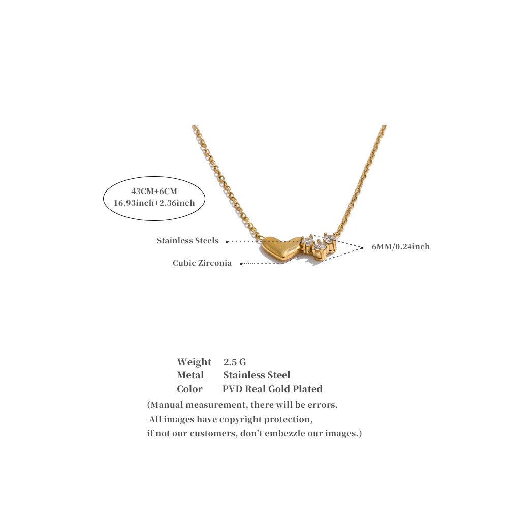 Gold Heart Cubic Zirconia Necklace