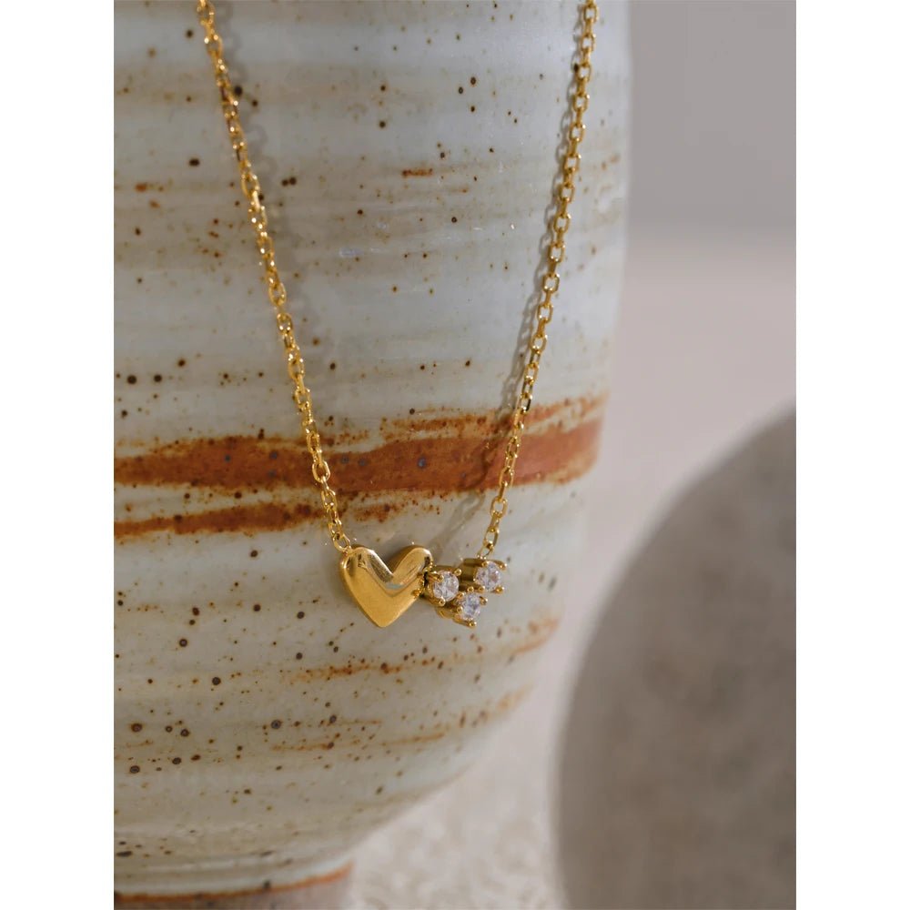 Gold Heart Cubic Zirconia Necklace