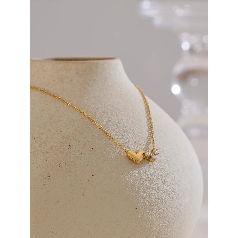 Gold Heart Cubic Zirconia Necklace