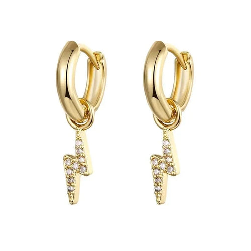 Gold Lightning Hoop Earrings