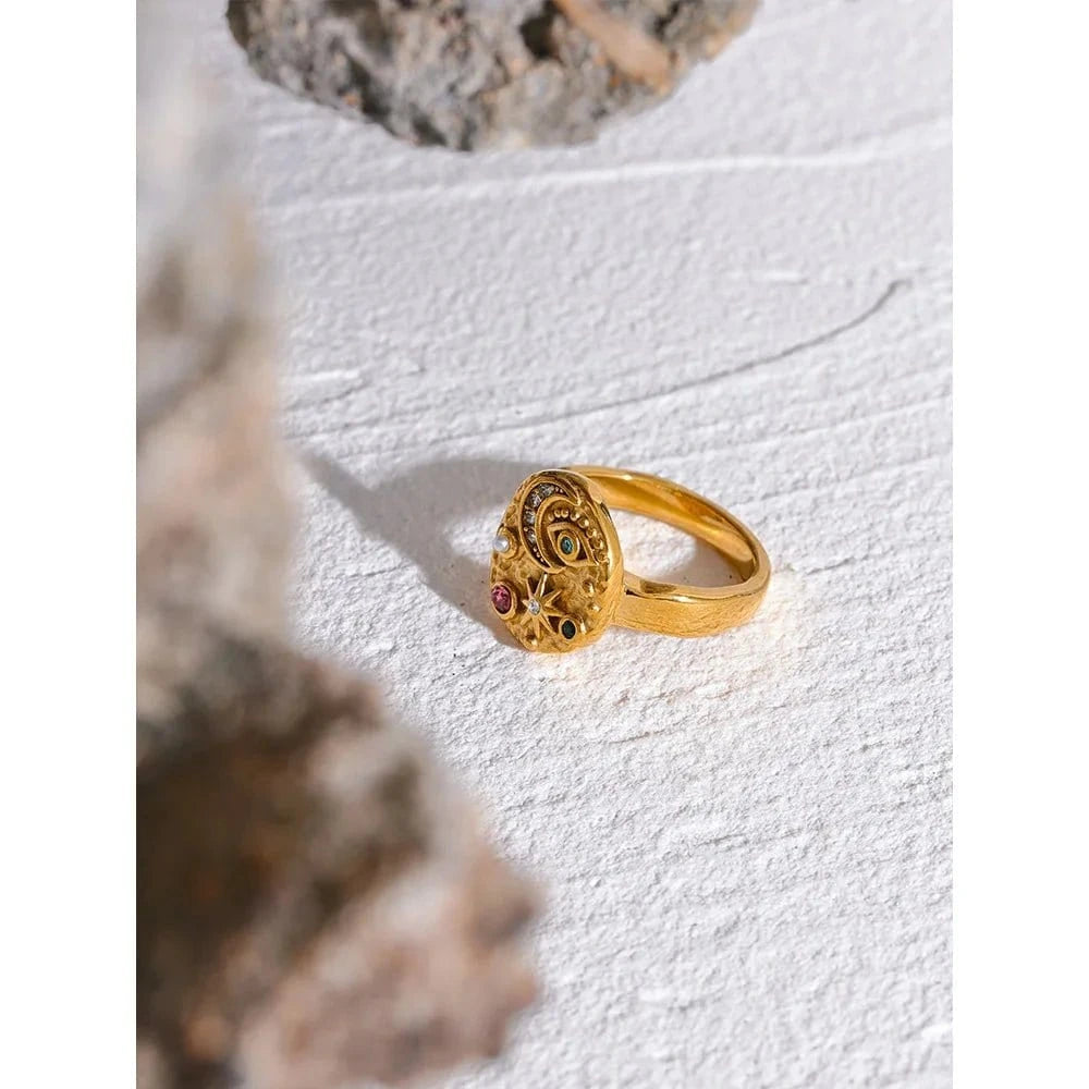 Gold Moon Eye Ring